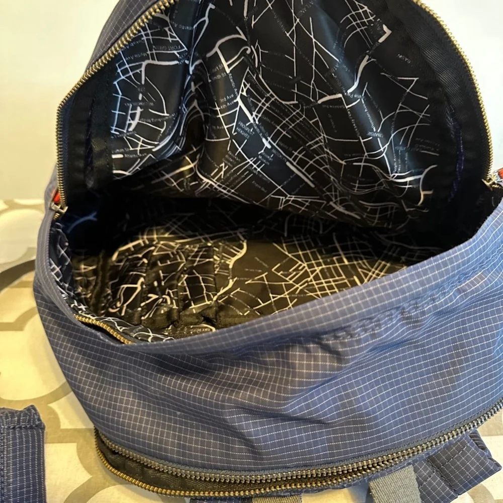 State Blue and Black Geometric Print Backpack